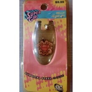 Vintage Surgical Steel 14 Gauge Pink Super Girl Belly Ring Body Jewelry Women
